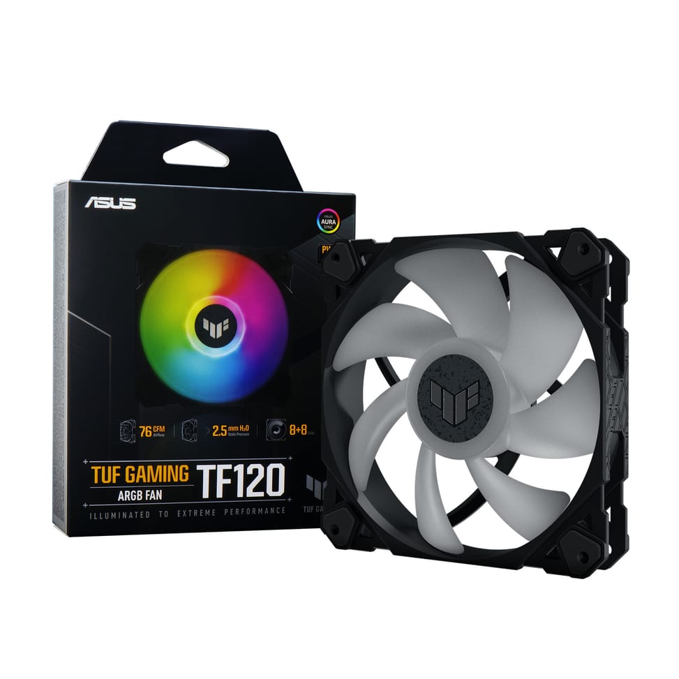 ASUS TUF Gaming TF120 ARGB Fan Boitier PC Refroidisseur d'air 12 cm Noir (90DA0030-B09000) — image 10
