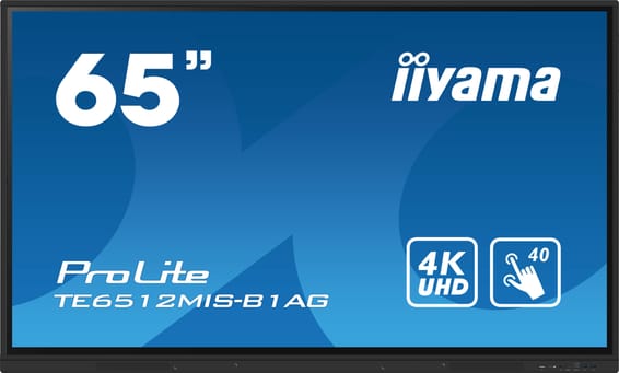 iiyama TE6512MIS-B1AG affichage de messages Écran plat interactif 165,1 cm (65") LCD Wifi 400 cd/m² 4K Ultra HD Noir Écran