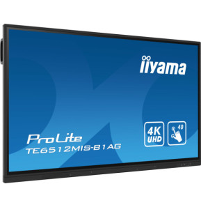 iiyama TE6512MIS-B1AG affichage de messages Écran plat interactif 165,1 cm (65") LCD Wifi 400 cd/m² 4K Ultra HD Noir Écran