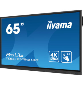iiyama TE6512MIS-B1AG affichage de messages Écran plat interactif 165,1 cm (65") LCD Wifi 400 cd/m² 4K Ultra HD Noir Écran