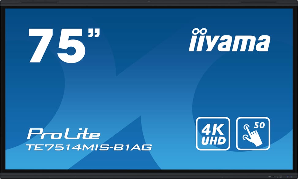 iiyama TE7514MIS-B1AG affichage de messages Écran plat interactif 190,5 cm (75") LCD Wifi 435 cd/m² 4K Ultra HD Noir Écran — image 1