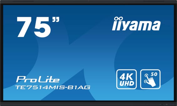 iiyama TE7514MIS-B1AG affichage de messages Écran plat interactif 190,5 cm (75") LCD Wifi 435 cd/m² 4K Ultra HD Noir Écran