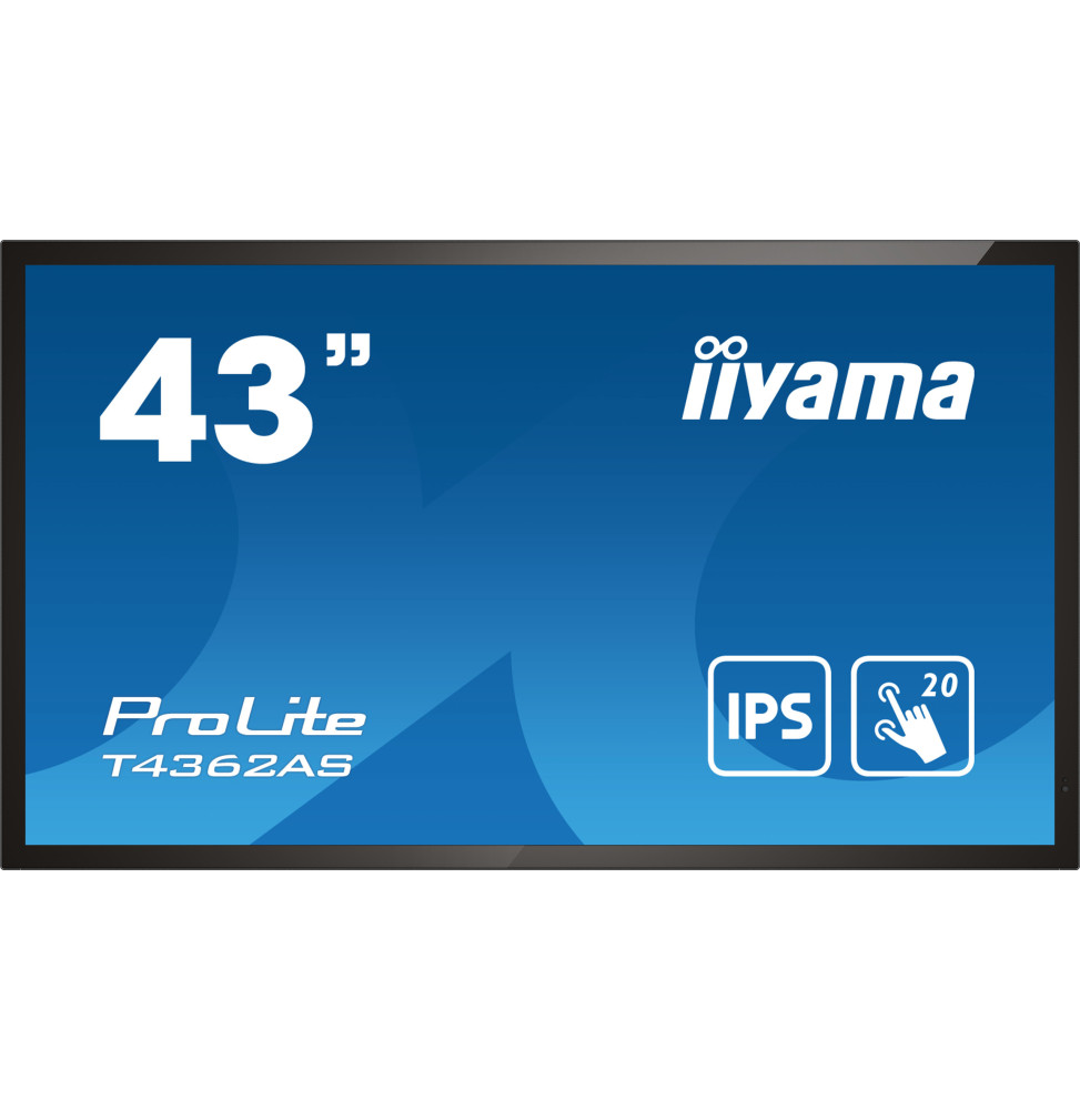 iiyama T4362AS-B1 affichage de messages Écran plat interactif 108 cm (42.5") IPS 500 cd/m² 4K Ultra HD Noir Écran tactile