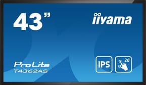 iiyama T4362AS-B1 affichage de messages Écran plat interactif 108 cm (42.5") IPS 500 cd/m² 4K Ultra HD Noir Écran tactile