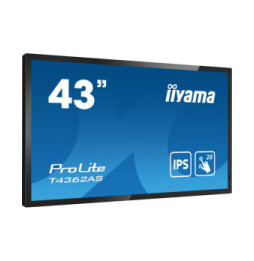 iiyama T4362AS-B1 affichage de messages Écran plat interactif 108 cm (42.5") IPS 500 cd/m² 4K Ultra HD Noir Écran tactile