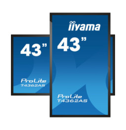 iiyama T4362AS-B1 affichage de messages Écran plat interactif 108 cm (42.5") IPS 500 cd/m² 4K Ultra HD Noir Écran tactile