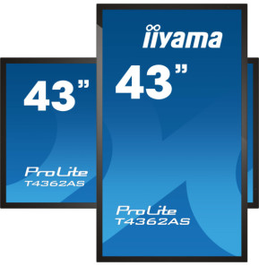 iiyama T4362AS-B1 affichage de messages Écran plat interactif 108 cm (42.5") IPS 500 cd/m² 4K Ultra HD Noir Écran tactile