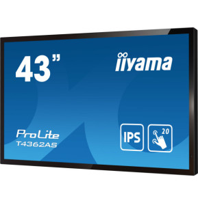 iiyama T4362AS-B1 affichage de messages Écran plat interactif 108 cm (42.5") IPS 500 cd/m² 4K Ultra HD Noir Écran tactile