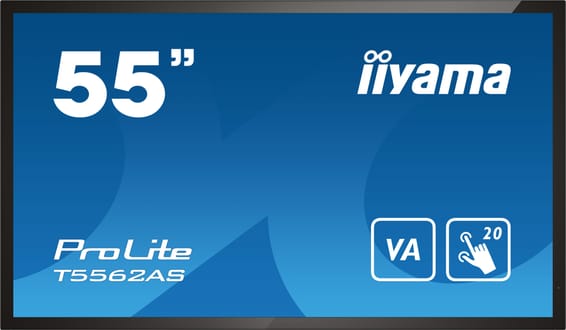 iiyama T5562AS-B1 affichage de messages Écran plat interactif 138,7 cm (54.6") VA 500 cd/m² 4K Ultra HD Noir Écran tactile