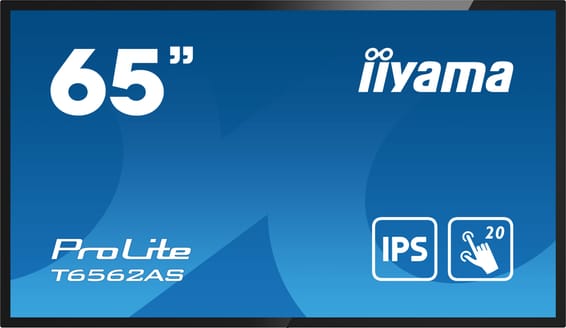 iiyama T6562AS-B1 affichage de messages Écran plat interactif 163,8 cm (64.5") IPS 500 cd/m² 4K Ultra HD Noir Écran tactile