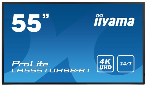 iiyama LH5551UHSB-B1 affichage de messages Écran plat interactif 137,2 cm (54") IPS 800 cd/m² 4K Ultra HD Noir 24/7
