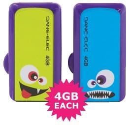 Clé USB DANE-ELEC Wesharebytes 2 x 4GB Lil Monsters — image 1