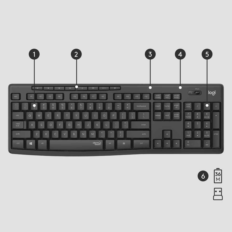 Logitech MK295 Silent Wireless Combo clavier Souris incluse USB QWERTY US International Graphite (920-009800) — image 6