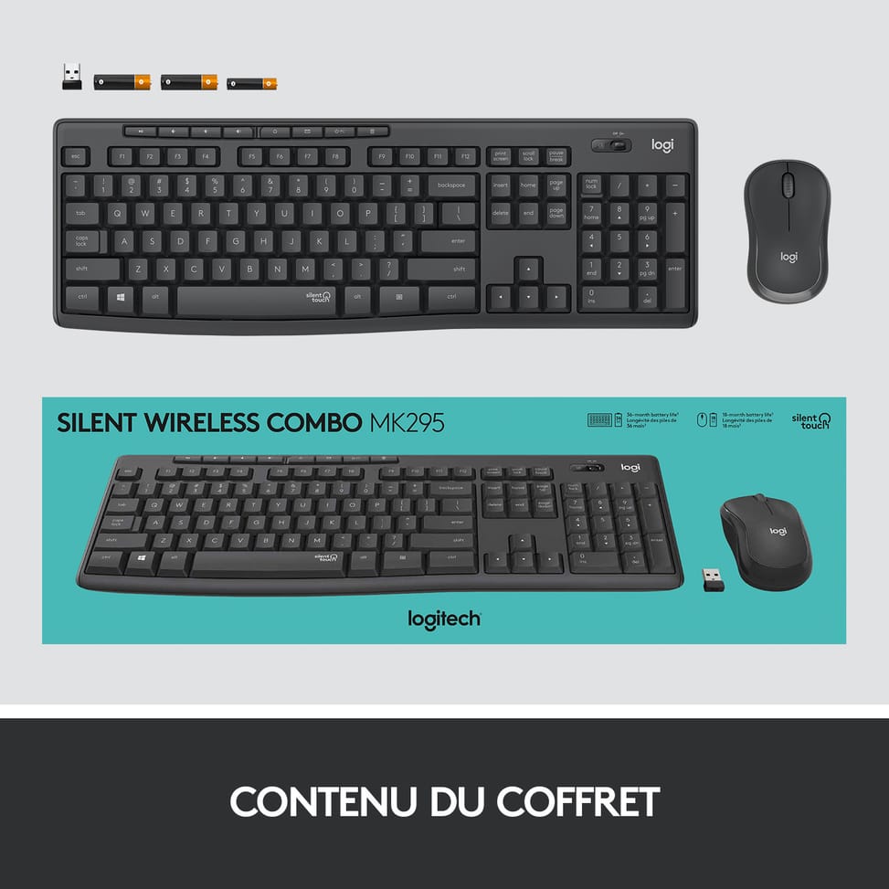 Logitech MK295 Silent Wireless Combo clavier Souris incluse USB QWERTY US International Graphite (920-009800) — image 17