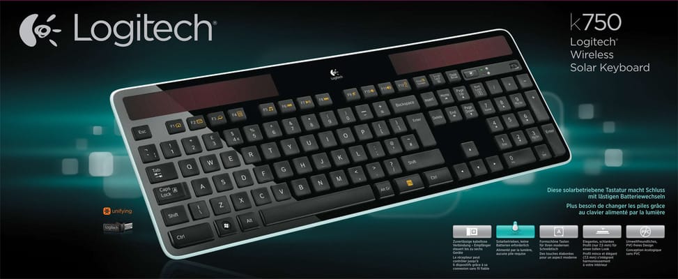 Logitech Wireless Solar Keyboard K750 clavier RF sans fil QWERTZ Allemand Noir (920-002916) — image 3