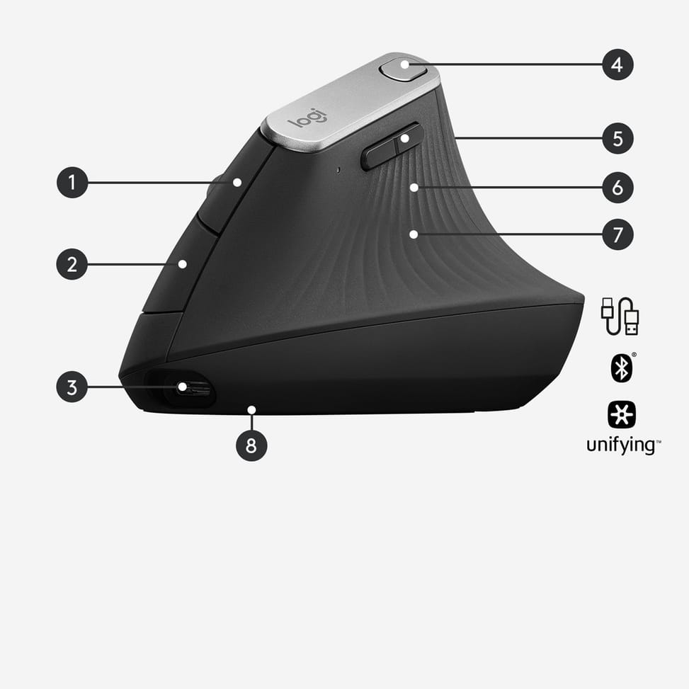 Souris sans fil ergonomique avancée Bluetooth Logitech MX Vertical (910-005448) — image 6