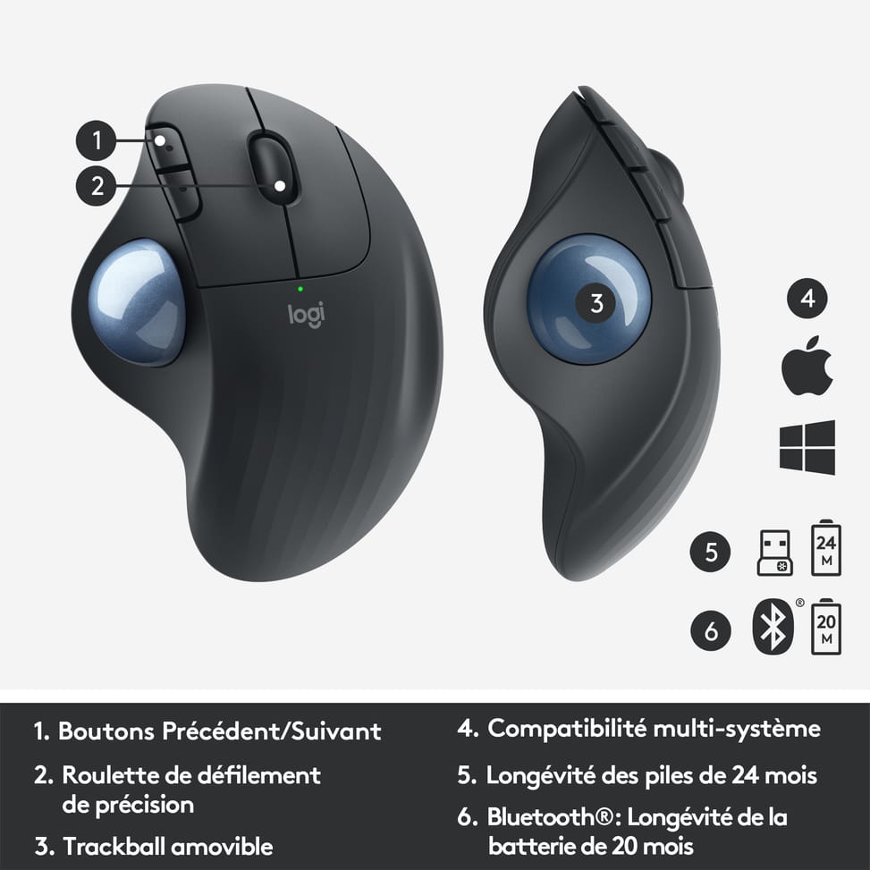 Logitech ERGO M575 Trackball 5 buttons, Bluetooth, Trackball, 400 - 2000 Dpi, 100 x 134 x 48 mm, 145 g (910-005872) — image 11