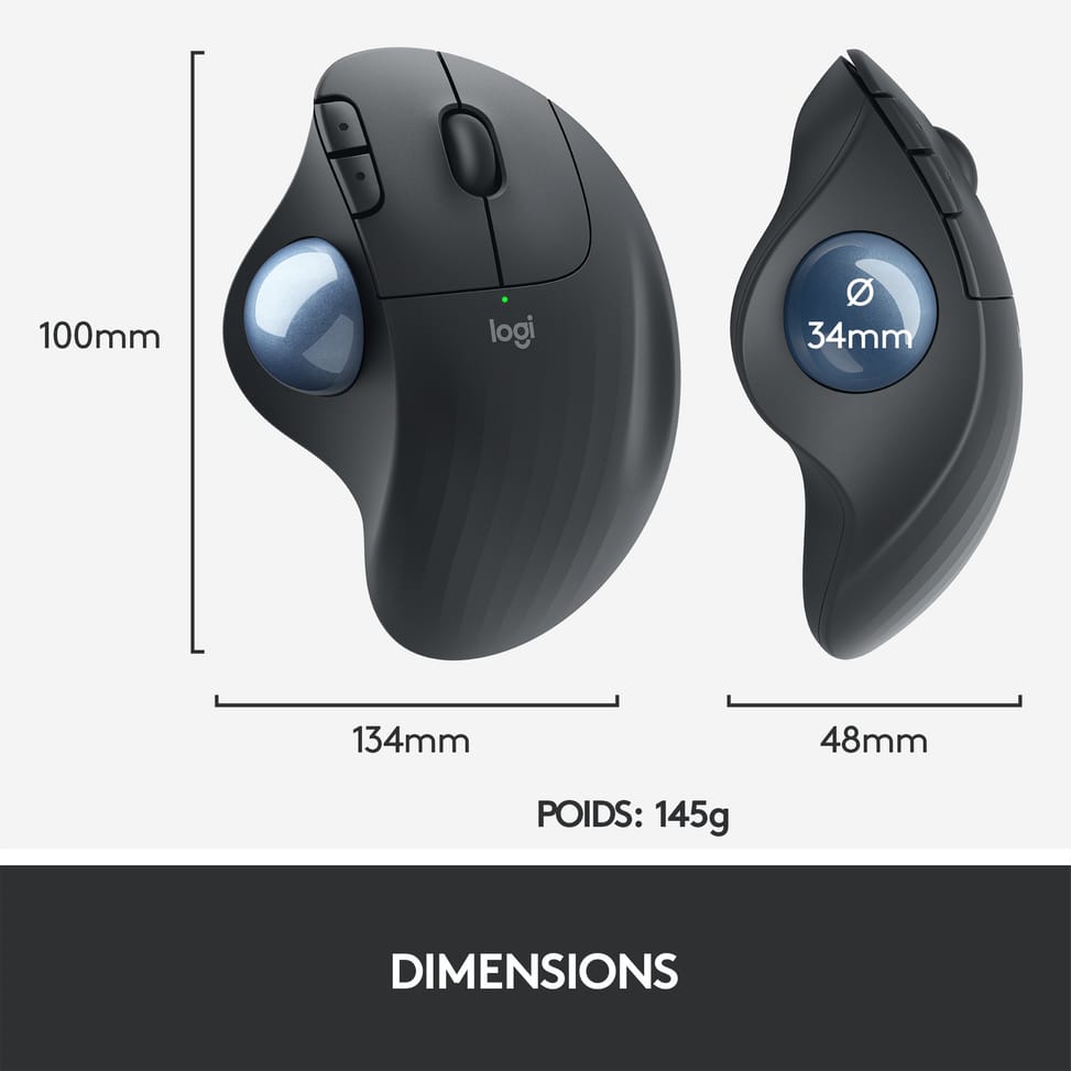 Logitech ERGO M575 Trackball 5 buttons, Bluetooth, Trackball, 400 - 2000 Dpi, 100 x 134 x 48 mm, 145 g (910-005872) — image 14
