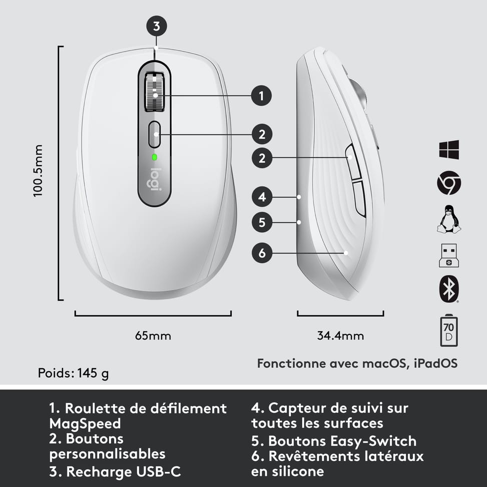Logitech Anywhere 3 for Business souris Droitier Bluetooth Laser 4000 DPI (910-006216) — image 12