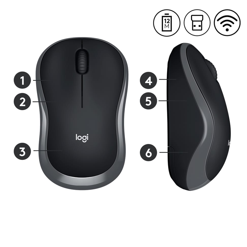 Logitech M185 souris Ambidextre RF sans fil Optique 1000 DPI Wireless Mouse M185  (910-002238) — image 4