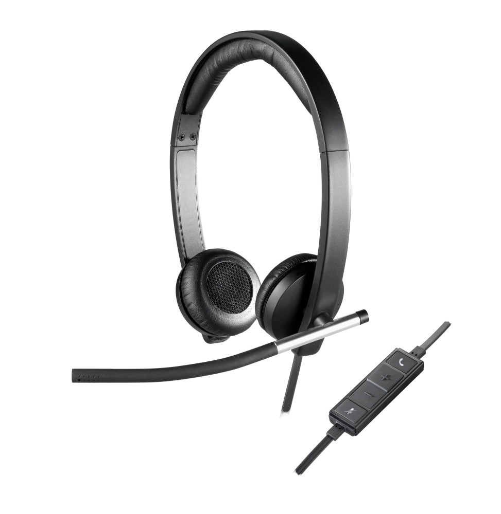 Logitech H650e Casque Avec fil Arceau Bureau/Centre d'appels USB Type-A Noir, Argent (981-000519)