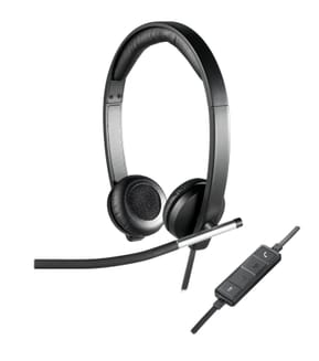 Logitech H650e Casque Avec fil Arceau Bureau/Centre d'appels USB Type-A Noir, Argent (981-000519)