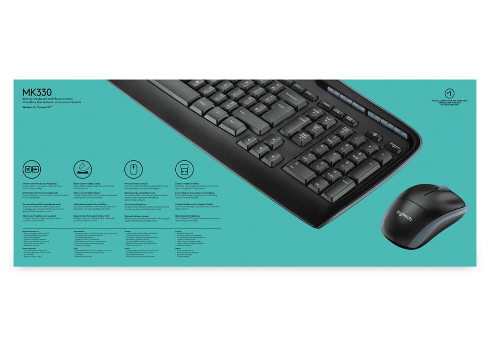 Logitech Wireless Combo MK330 clavier Souris incluse USB QWERTY US International Noir (920-003989) — image 7