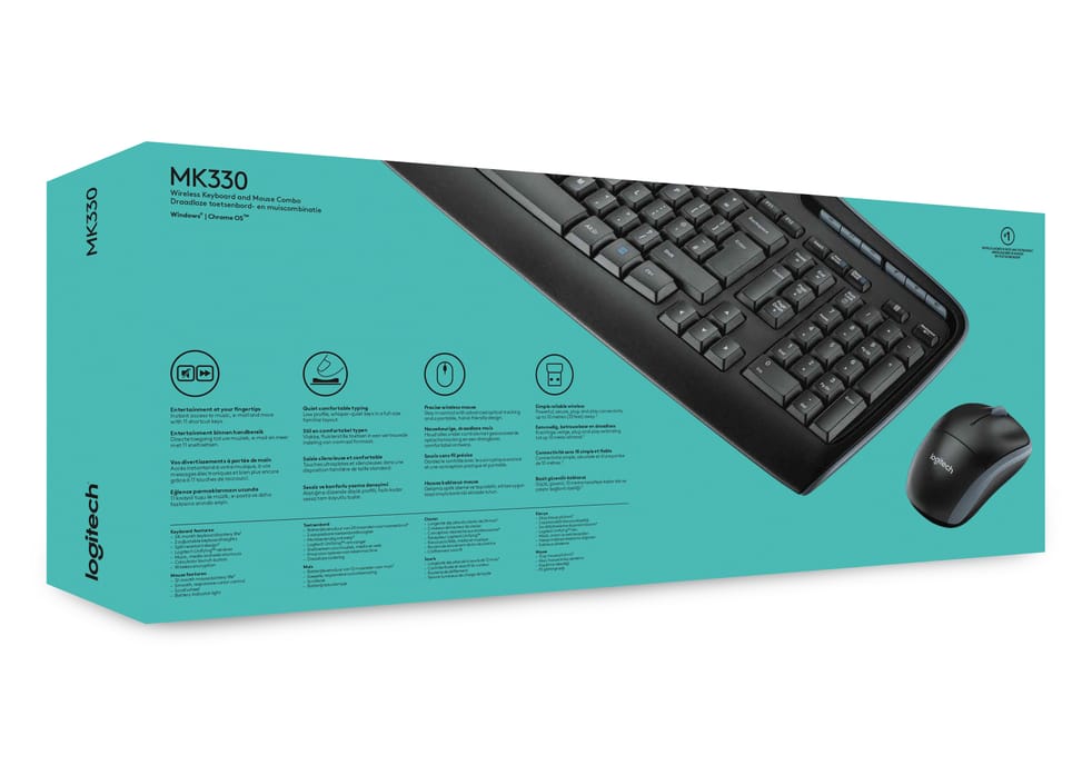 Logitech Wireless Combo MK330 clavier Souris incluse USB QWERTY US International Noir (920-003989) — image 8