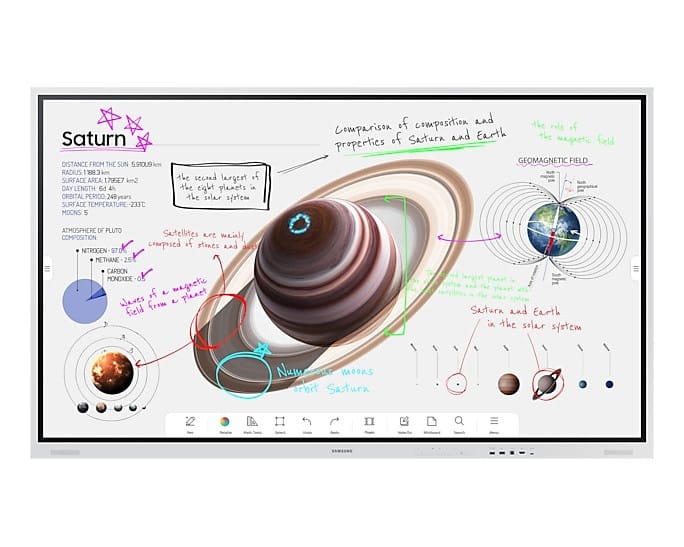 Samsung WM75B tableau blanc interactif et accessoire 190,5 cm (75") 3840 x 2160 pixels Écran tactile Gris USB / Bluetooth — image 1