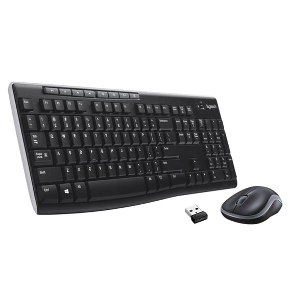 Logitech Wireless Combo MK270 clavier Souris incluse RF sans fil QWERTY US International Noir, Argent (920-004508)