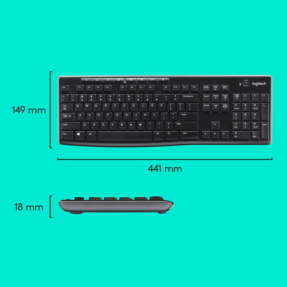 Logitech Wireless Combo MK270 clavier Souris incluse RF sans fil QWERTY US International Noir, Argent (920-004508) — image 7