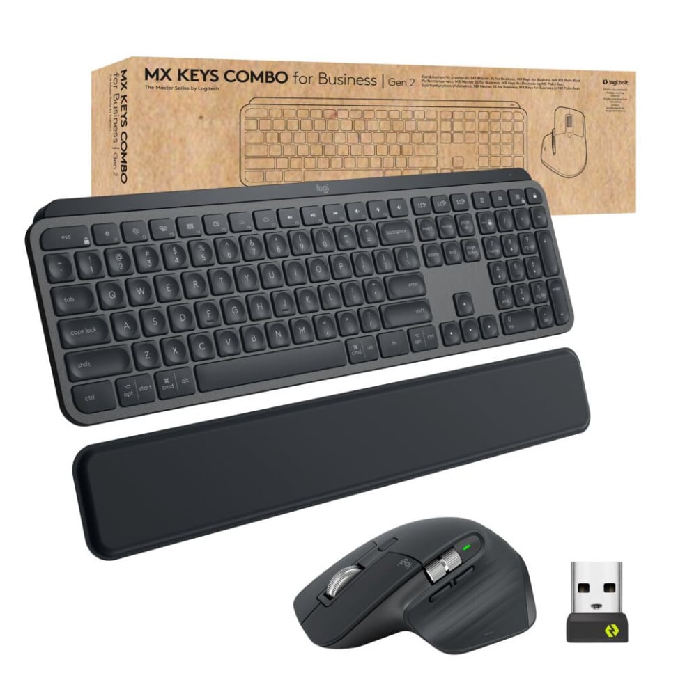 Logitech MX Keys combo for Business Gen 2 clavier Souris incluse RF sans fil + Bluetooth QWERTZ Allemand Graphite (920-010926)