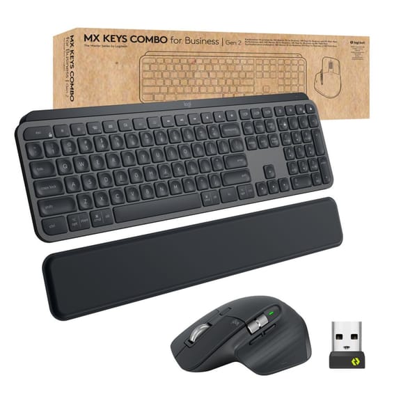 Logitech MX Keys combo for Business Gen 2 clavier Souris incluse RF sans fil + Bluetooth QWERTZ Allemand Graphite (920-010926)