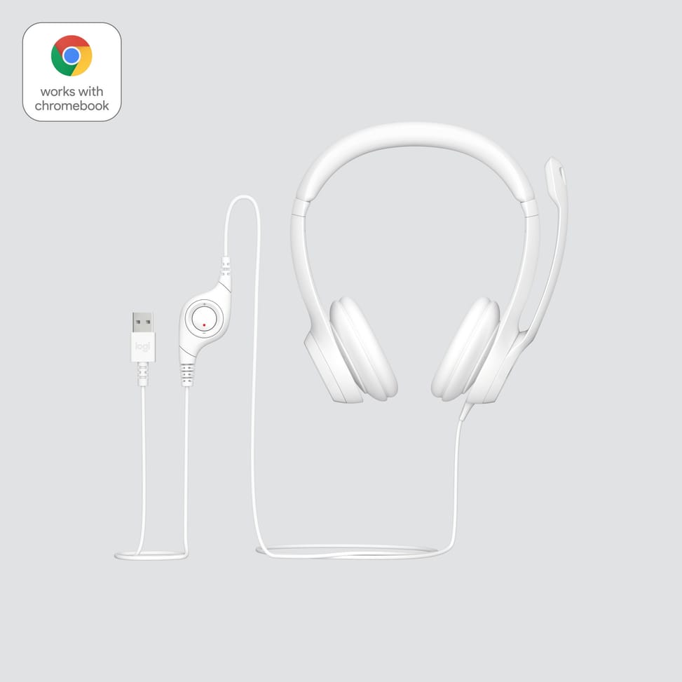 سماعة رأس بميكروفون سلكية Logitech H390 أبيض - USB Type-A (981-001286) — صورة 7