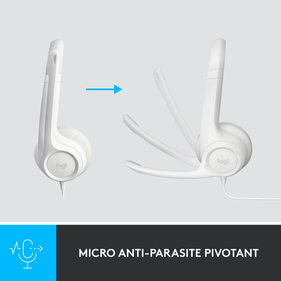 Micro-casque filaire Logitech H390 blanc - USB Type-A (981-001286) — image 9