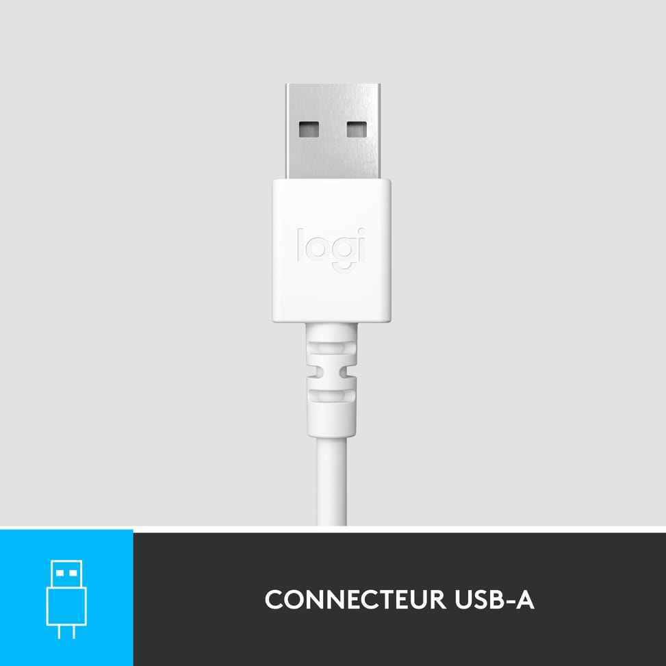 سماعة رأس بميكروفون سلكية Logitech H390 أبيض - USB Type-A (981-001286) — صورة 11