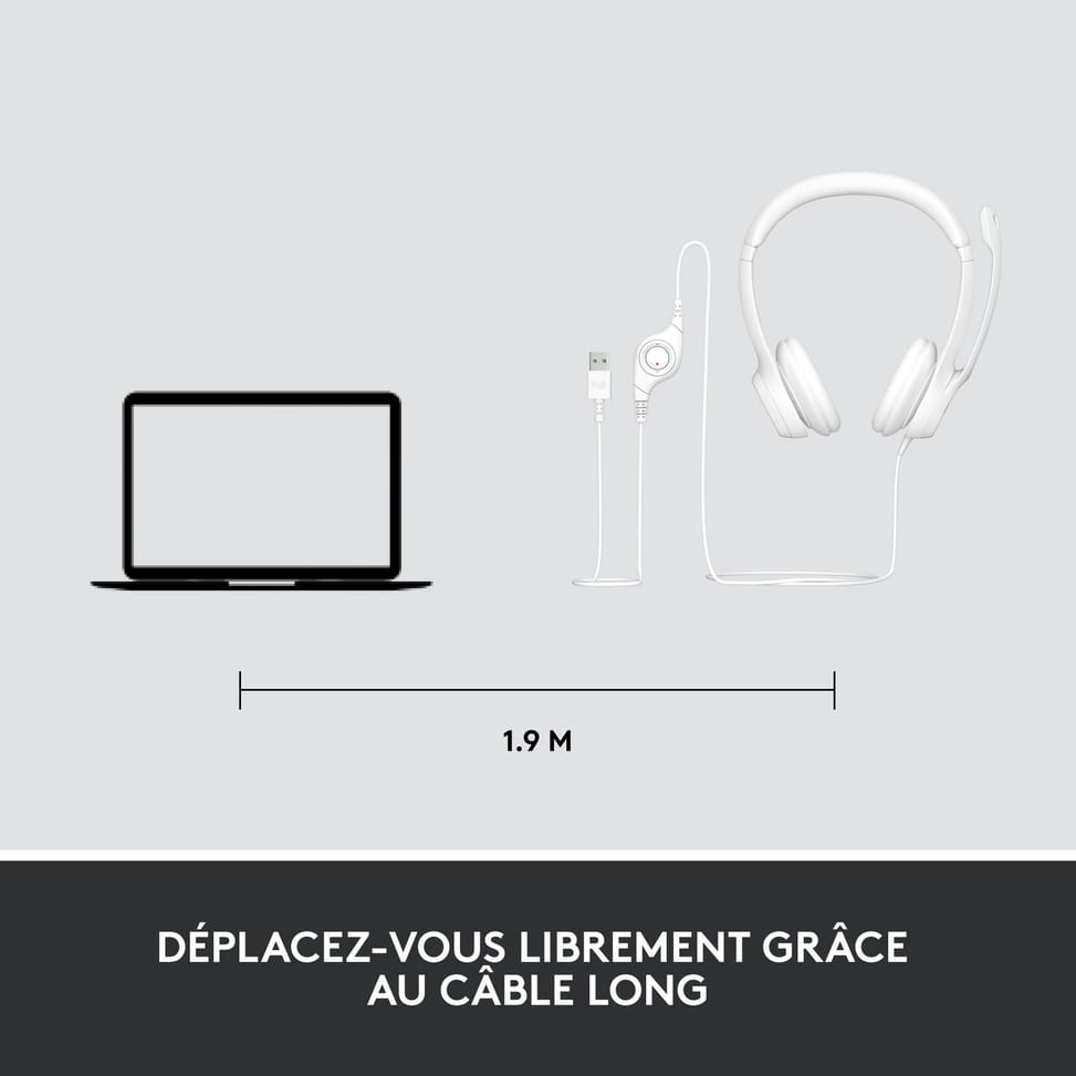 Micro-casque filaire Logitech H390 blanc - USB Type-A (981-001286) — image 14
