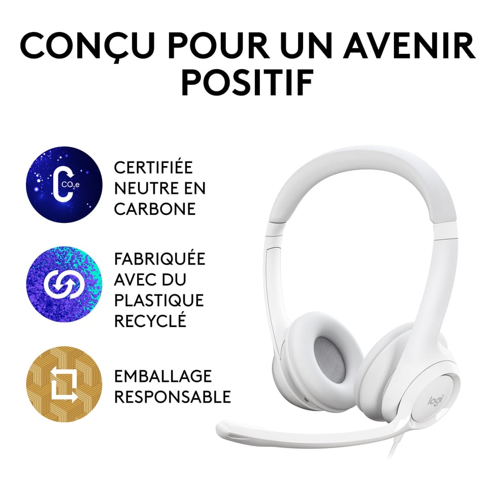 Micro-casque filaire Logitech H390 blanc - USB Type-A (981-001286) — image 15