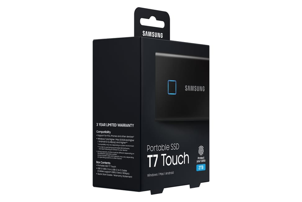 Samsung MU-PC2T0K 2 To Noir Portable SSD T7 Touch USB 3.2, NVMe, 2TB (MU-PC2T0K/WW) — image 16