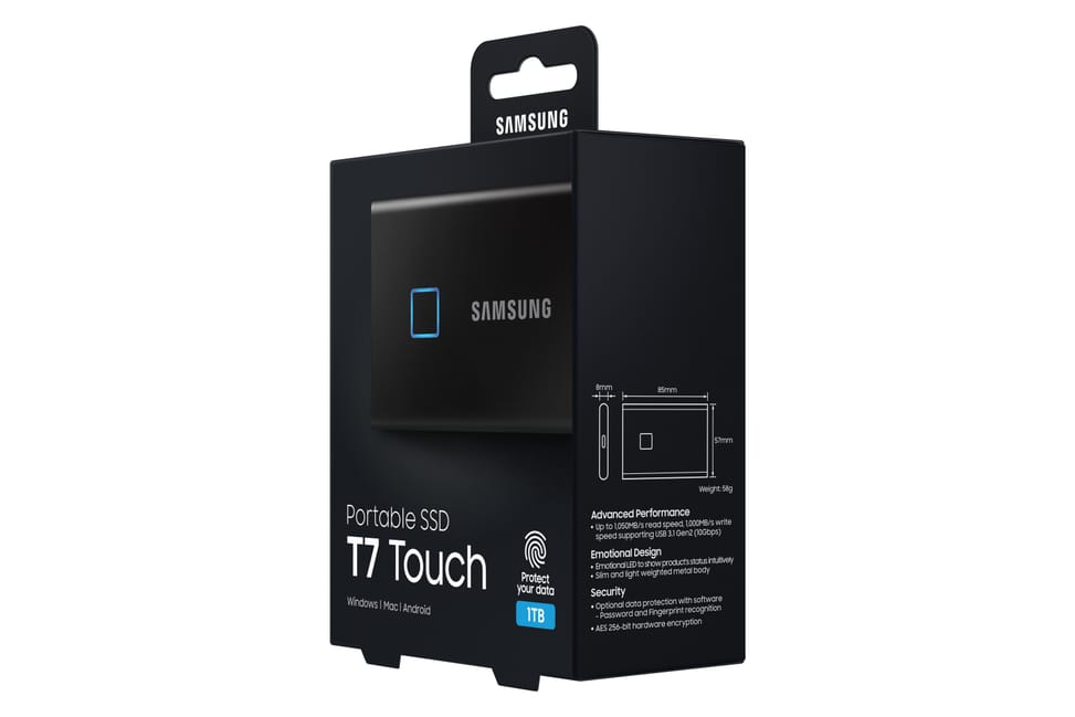 Samsung MU-PC1T0K 1 To Noir Portable SSD T7 Touch USB 3.2, NVMe, 1TB (MU-PC1T0K/WW) — image 17