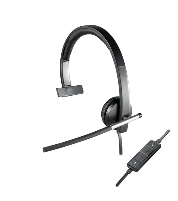 Logitech H650e Casque Avec fil Arceau Bureau/Centre d'appels USB Type-A Noir, Argent (981-000514)