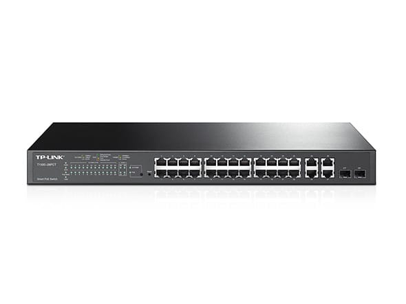 TP-Link T1500-28PCT Géré L2 Fast Ethernet (10/100) Connexion Ethernet, supportant l'alimentation via ce port (PoE) 1U Noir — image 1