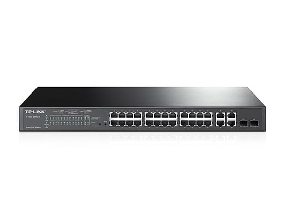 TP-Link T1500-28PCT Géré L2 Fast Ethernet (10/100) Connexion Ethernet, supportant l'alimentation via ce port (PoE) 1U Noir