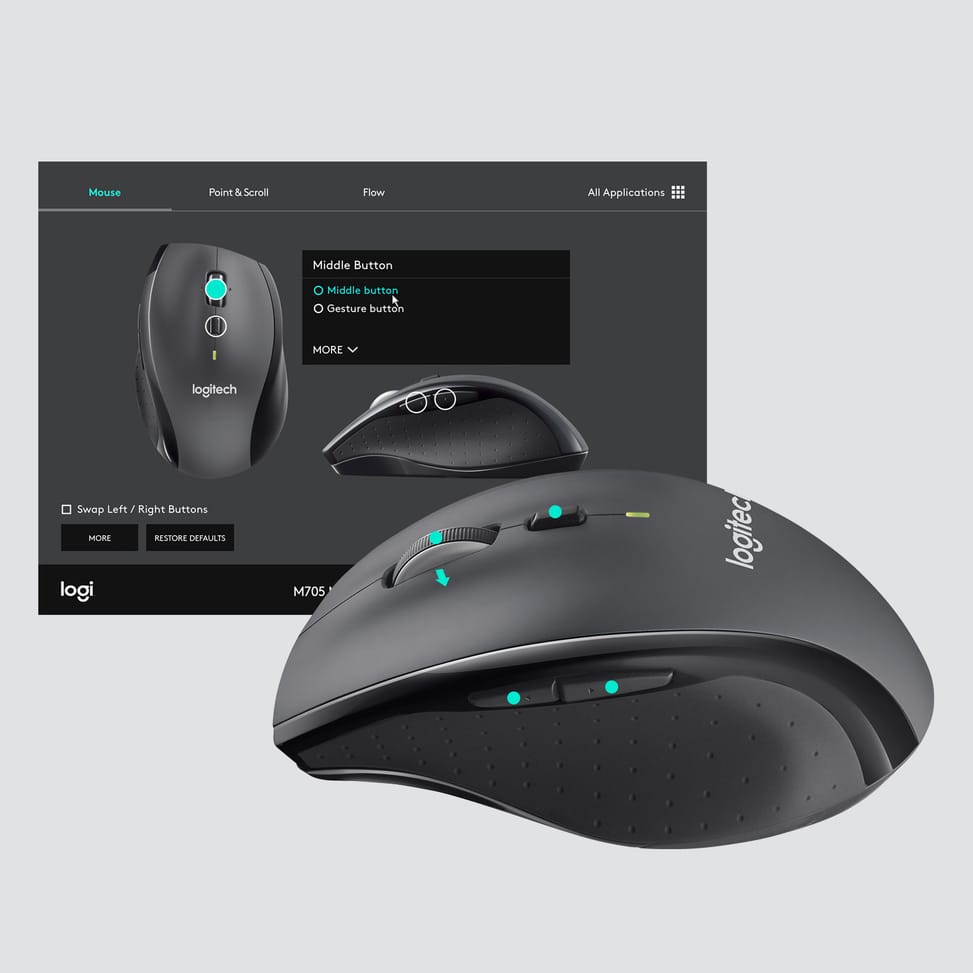 Logitech Customizable Mouse M705 souris Droitier RF sans fil Optique 1000 DPI (910-006034) — image 4