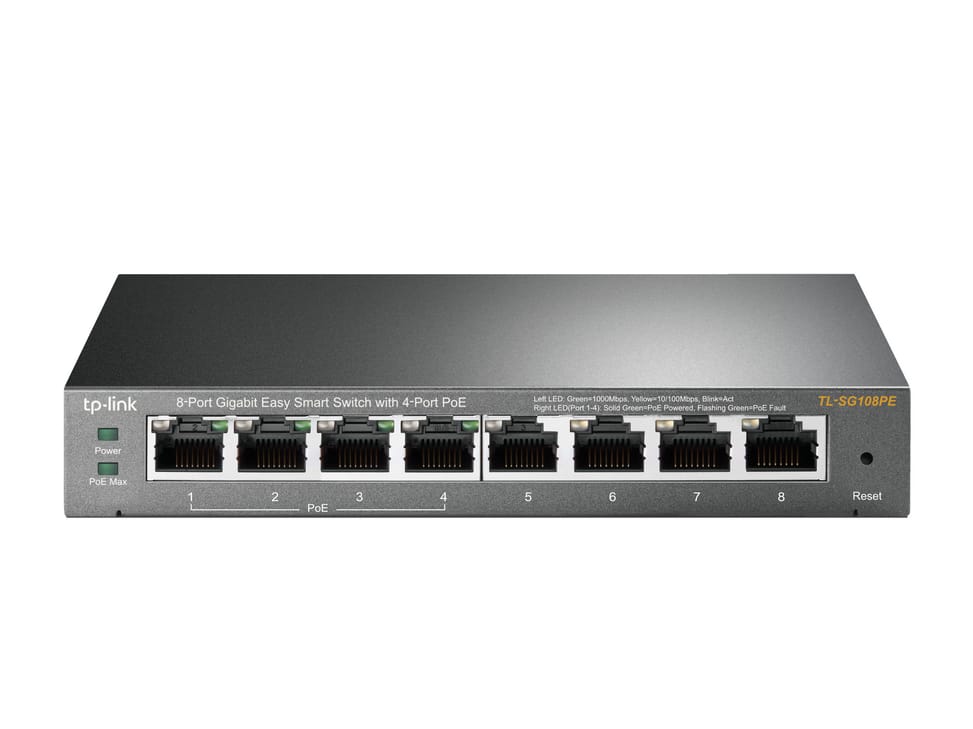 جهاز Switch مُدار L2 TP-Link TL-SG108PE Gigabit Ethernet (10/100/1000) PoE أسود — صورة 1