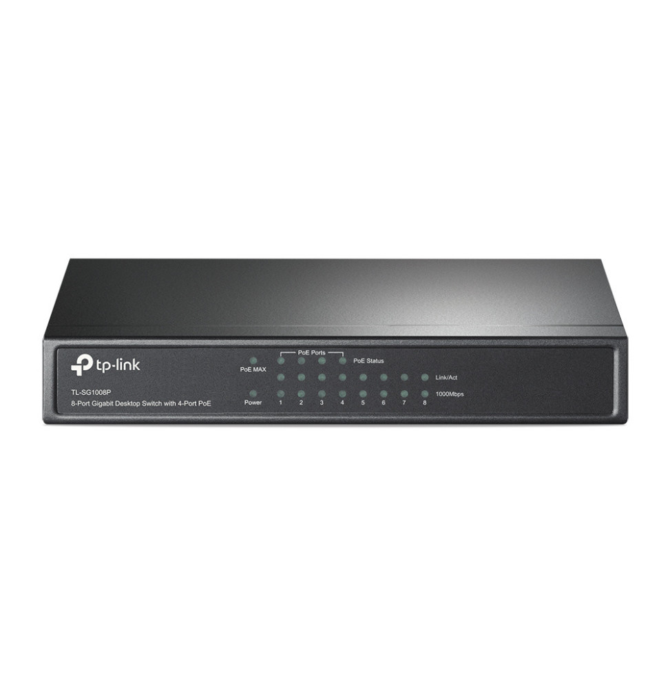TP-Link TL-SG1008P Gigabit Ethernet (10/100/1000) Connexion Ethernet, supportant l'alimentation via ce port (PoE) Gris
