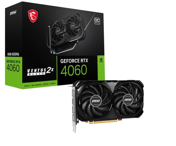MSI GEFORCE RTX 4060 VENTUS 2X BLACK 8G OC carte graphique NVIDIA 8 Go GDDR6 (GEFORCE RTX 4060 VENTUS 2X BLACK 8G OC)
