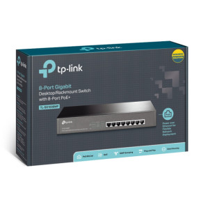 TP-Link TL-SG1008MP Non-géré Gigabit Ethernet (10/100/1000) Connexion Ethernet, supportant l'alimentation via ce port (PoE) 1U