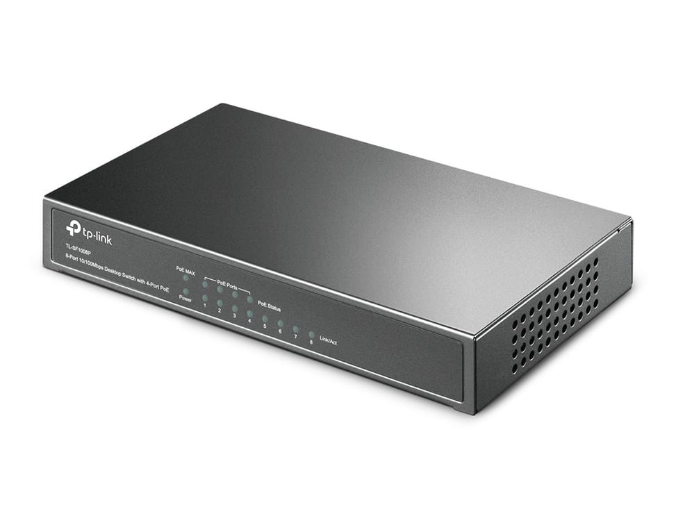 جهاز Switch غير مُدار TP-Link TL-SF1008P Fast Ethernet (10/100) بدعم PoE أسود — صورة 3