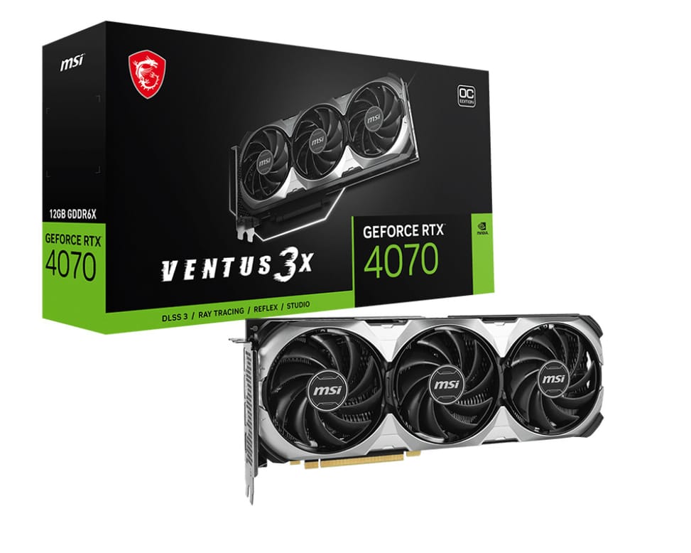 MSI GEFORCE RTX 4070 VENTUS 3X E 12G OC carte graphique NVIDIA 12 Go GDDR6X (GEFORCE RTX 4070 VENTUS 3X E 12G OC) — image 1